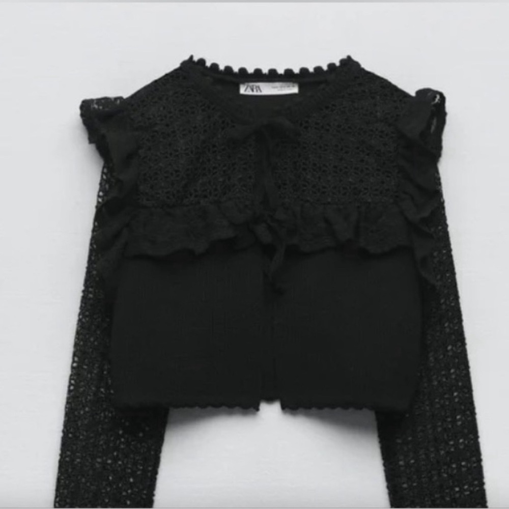 Zara Black Lace Long Sleeve Top